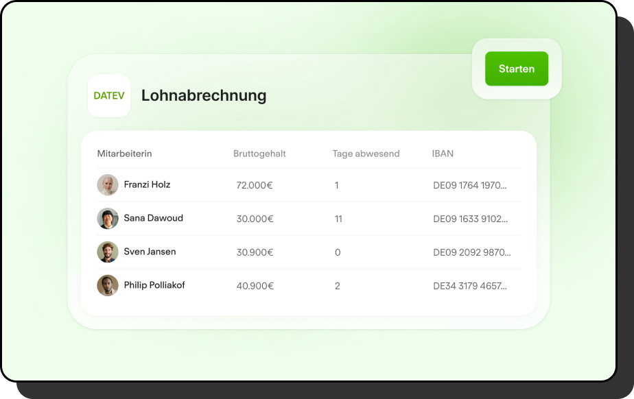 Datev payroll integration screenshot