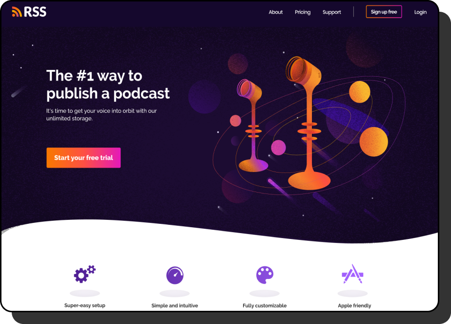 RSS.com landing page screenshot