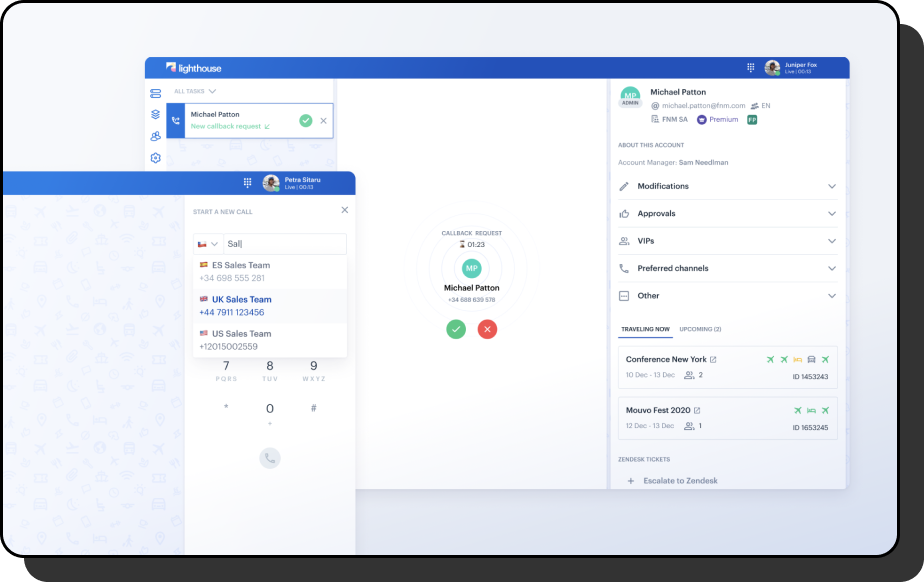 TravelPerk Lighthouse agent workstation screenshot